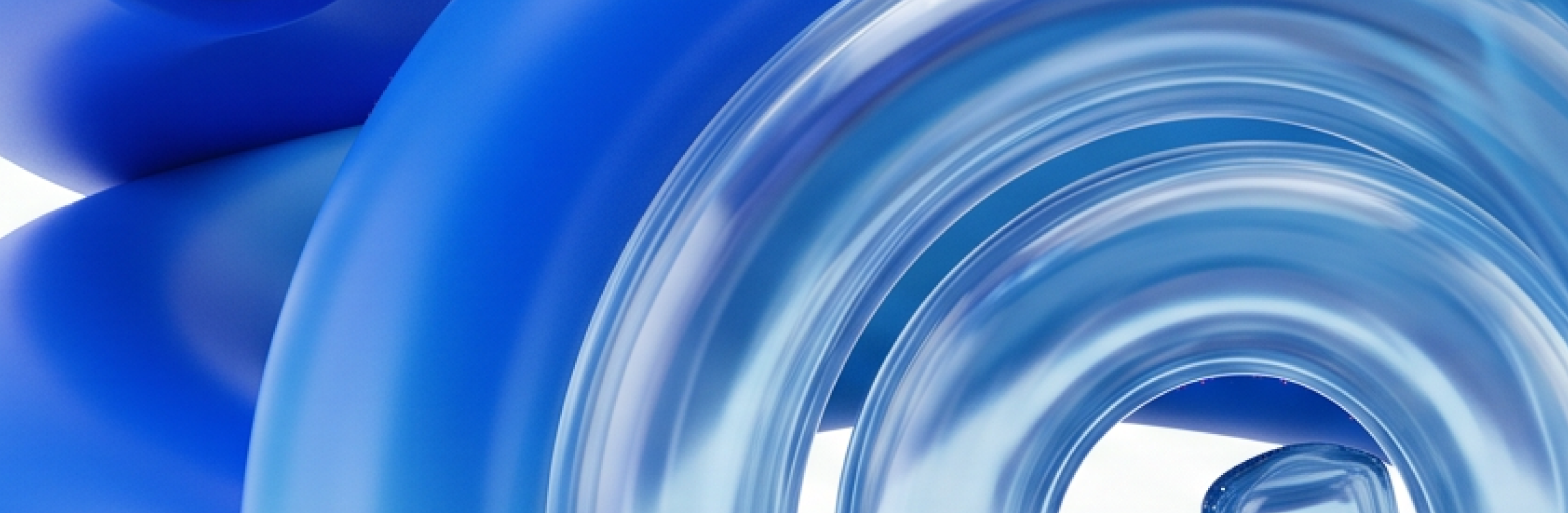 Abstract flowing blue glass forms